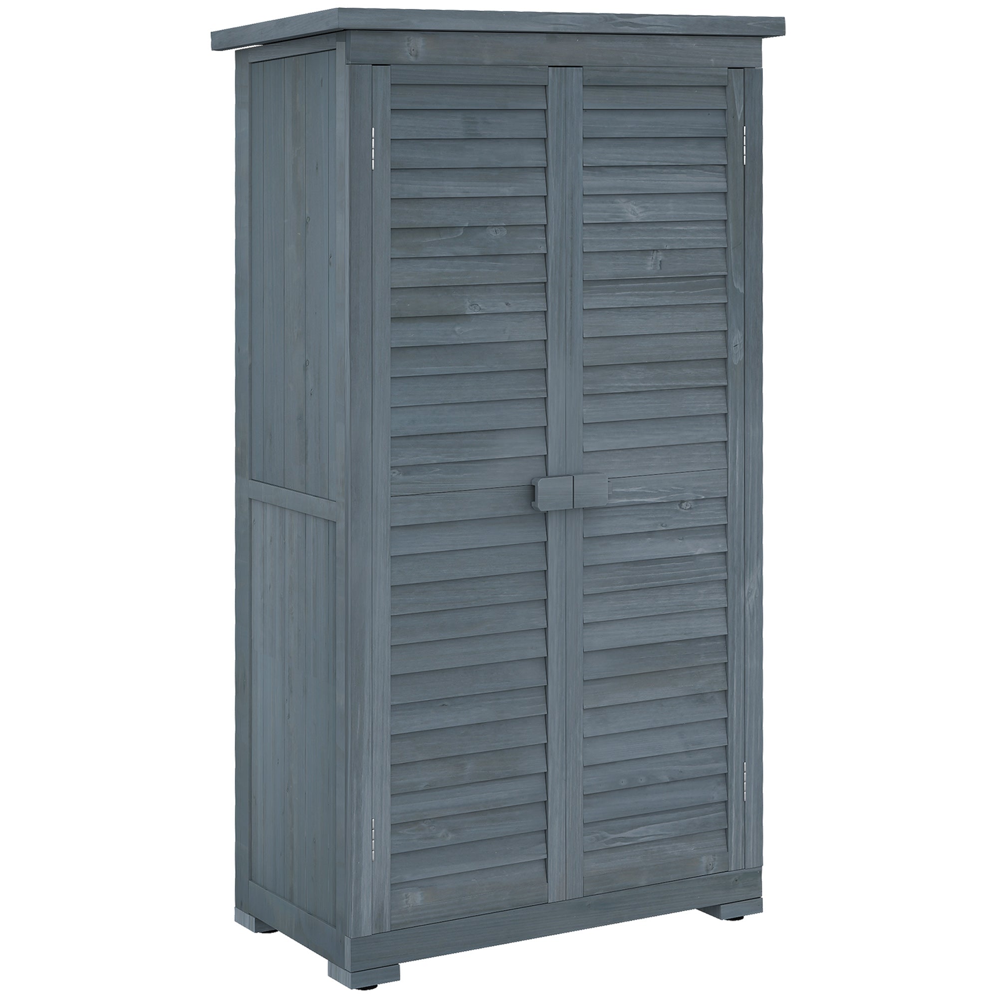 39.5 x 79cm Fir Wood Garden Shed - Grey