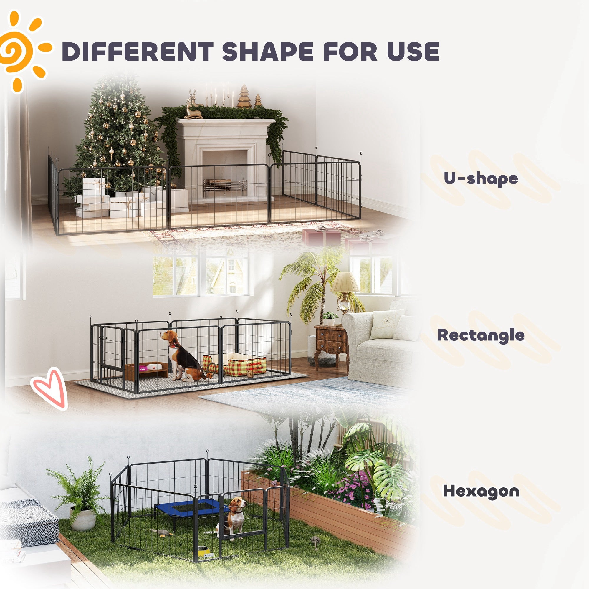 7 Panel Dog Whelping Box, Dog Playpen with Washable Whelping Pads, Windproof Fabric, for Small and Medium Dogs