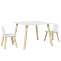 3 Piece Toddler Table and Chair Set with Bunny Ear Backrest - White