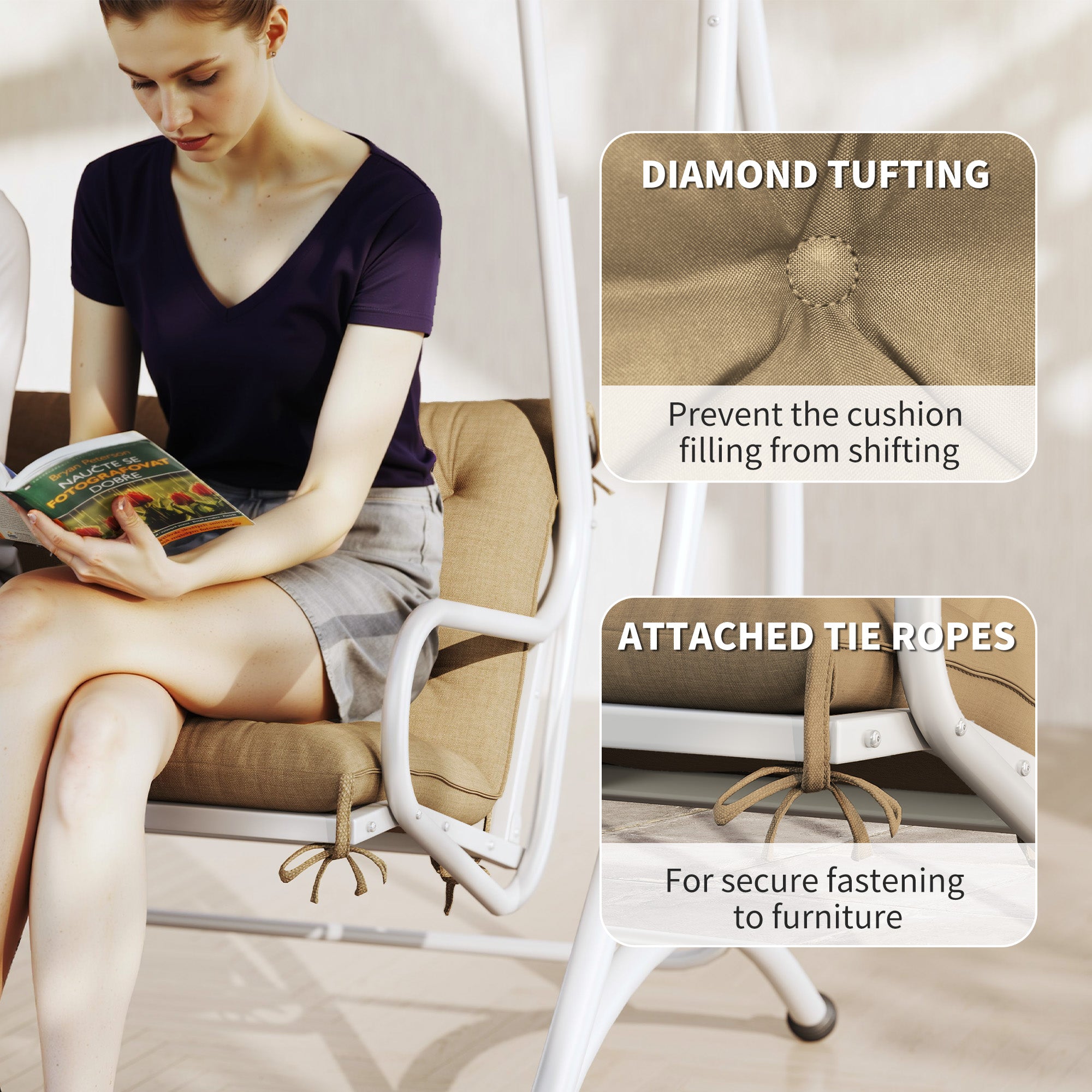 Three-Seater Bench Cushion - Khaki