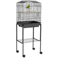 Budgie Finch Canary Parakeet Bird Cage with Stand, Wheels, Slide-Out Tray & Storage Shelf - Black