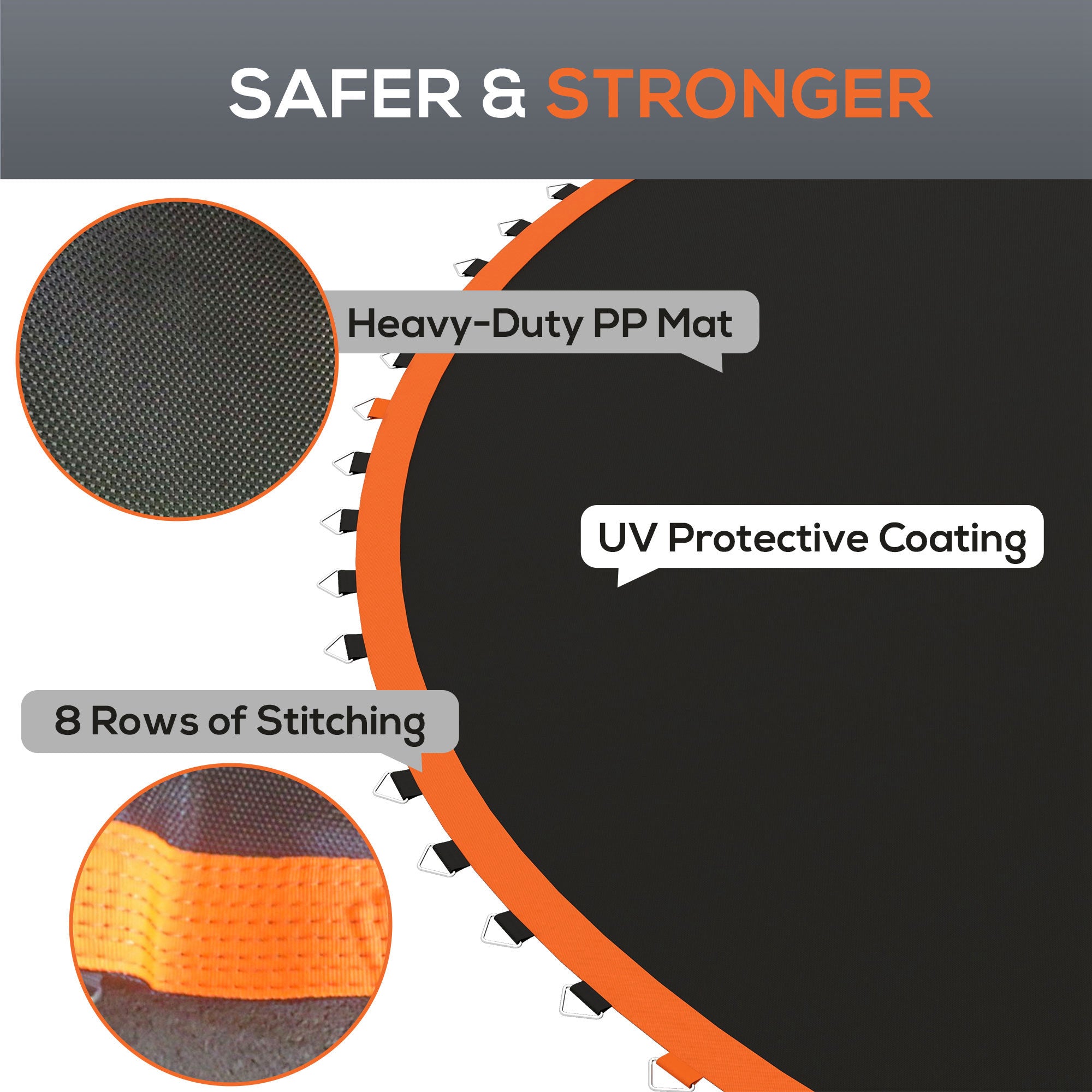 Replacement 12ft Trampoline Mat with 72 V-Hooks and Spring Pull Tool for 14cm Springs - Orange