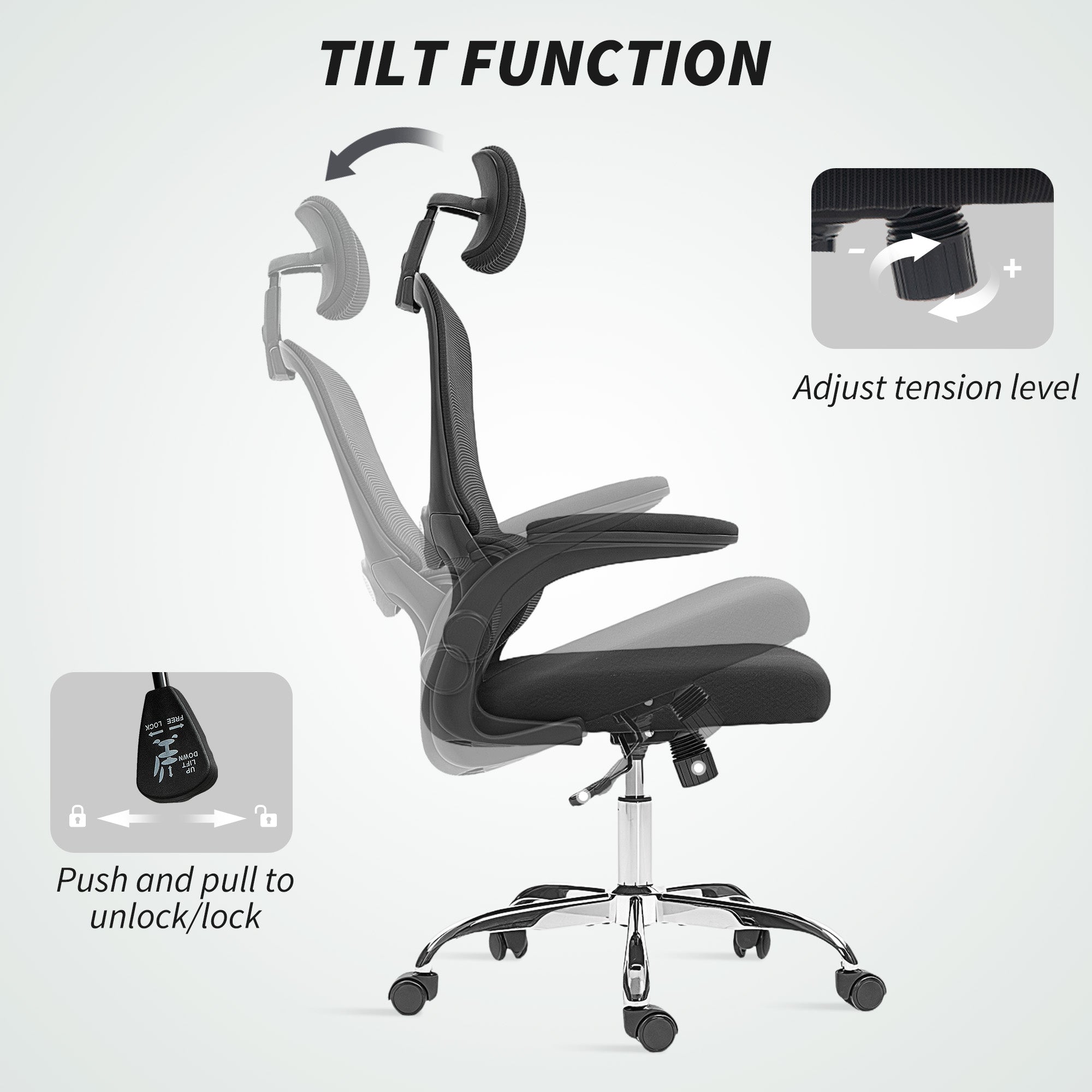 Mesh Back Office Chair, with Lumbar Support - Black