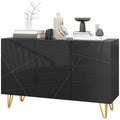 Modern Luxe High Gloss Sideboard with Hairpin Legs - Black