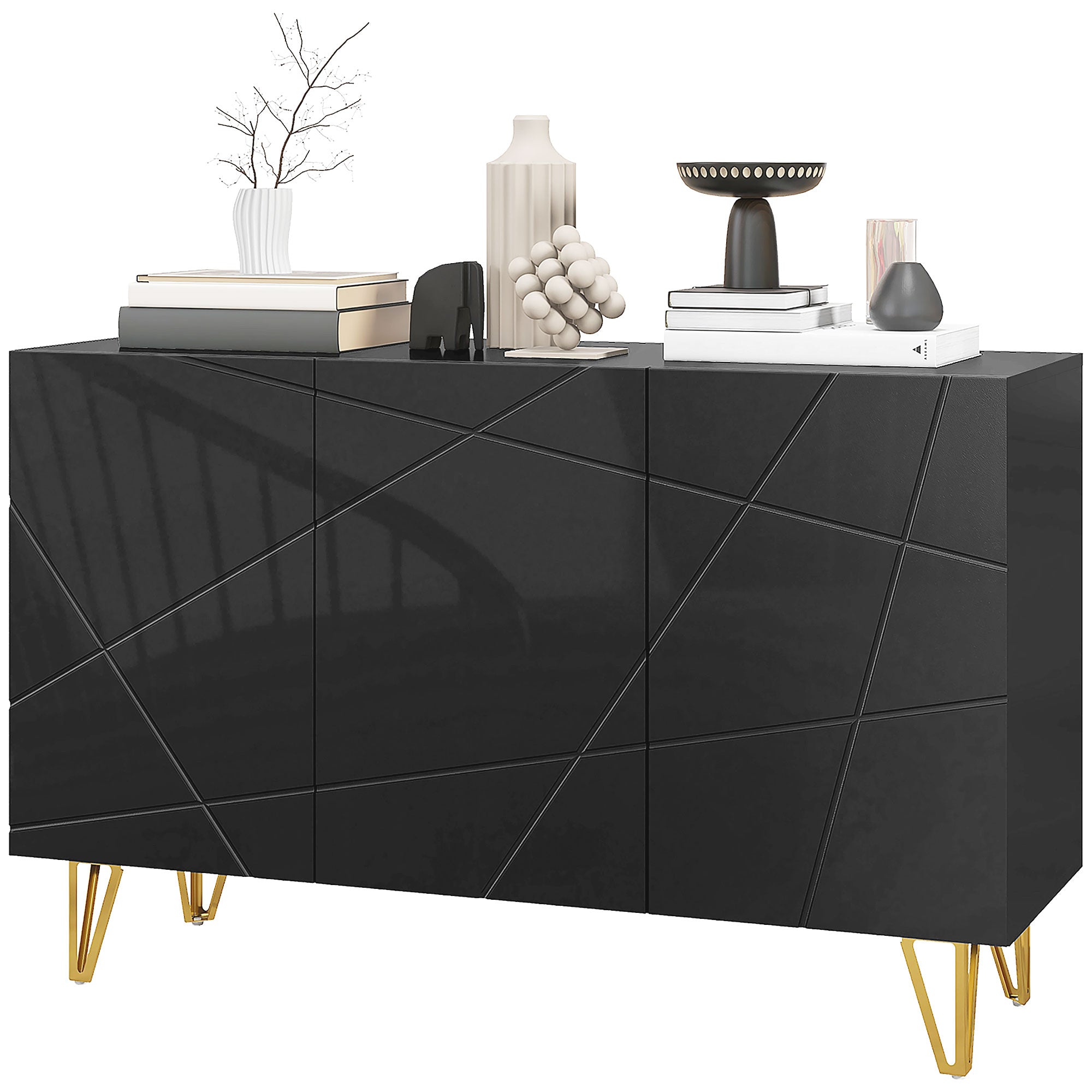 Modern Luxe High Gloss Sideboard, with Hairpin Legs - White