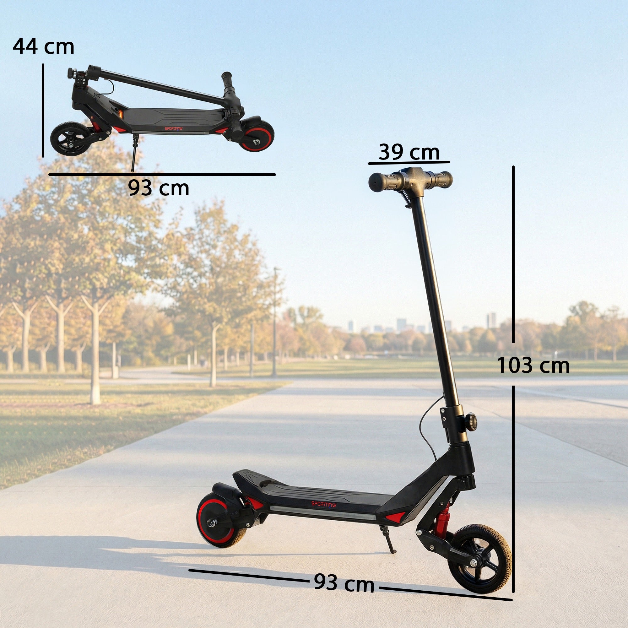 Electric Scooter for Kids, Foldable E Scooter for Age Age 6+ with LED Display, RGB lights, Up to 16km/h, Black