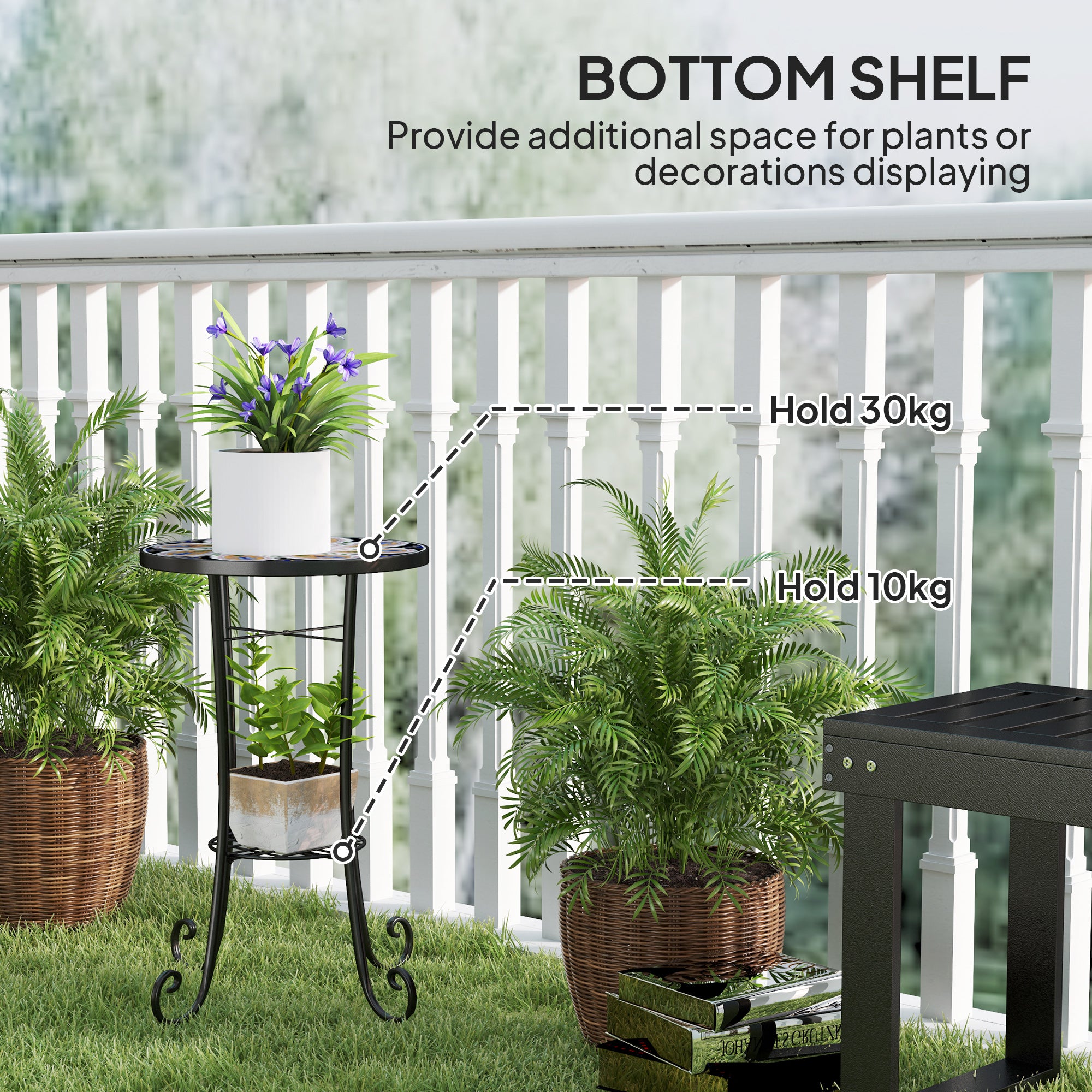 1 Piece Mosaic Garden Side Table with Ceramic Tile Top - Orange