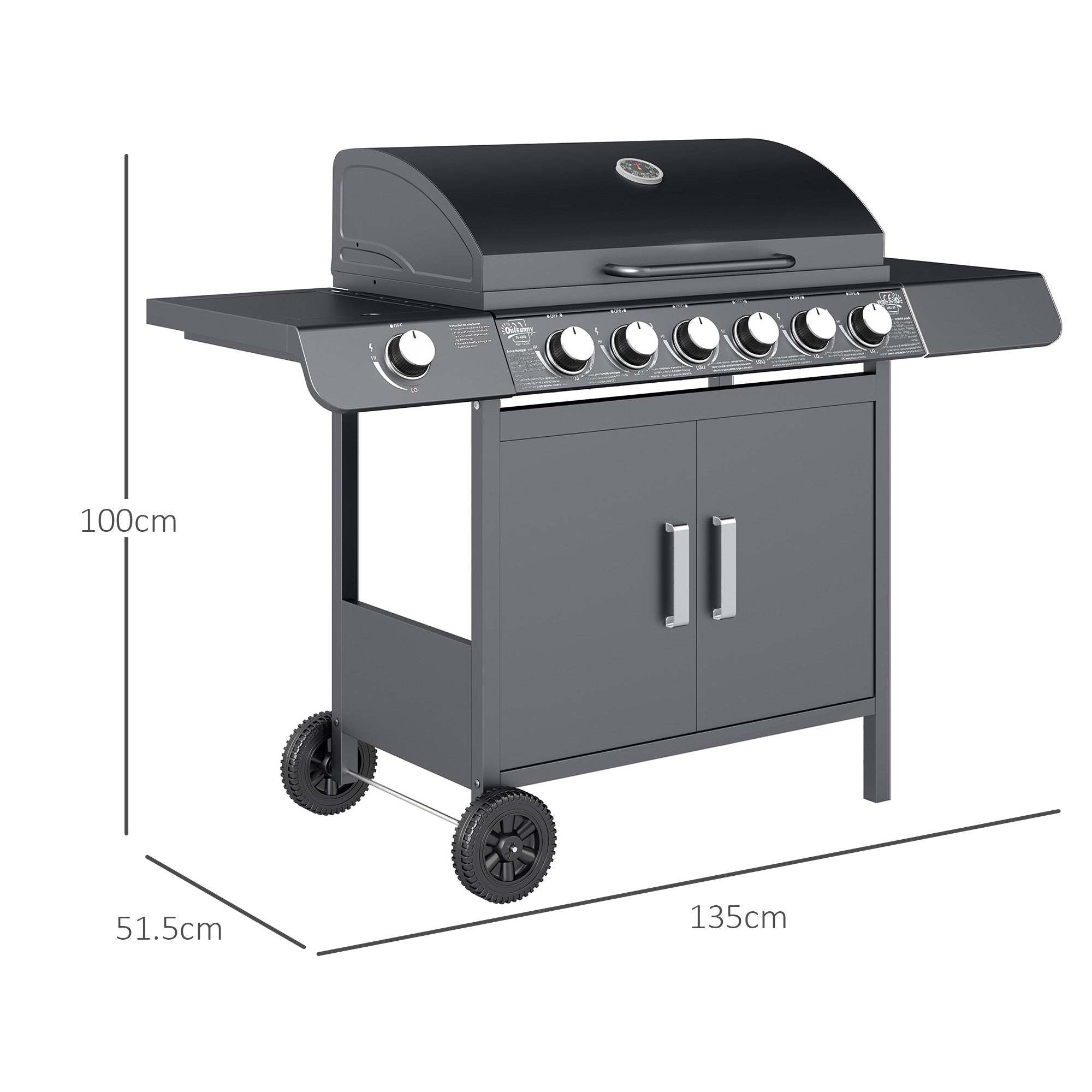 Seven-Burner Gas BBQ Grill - Grey