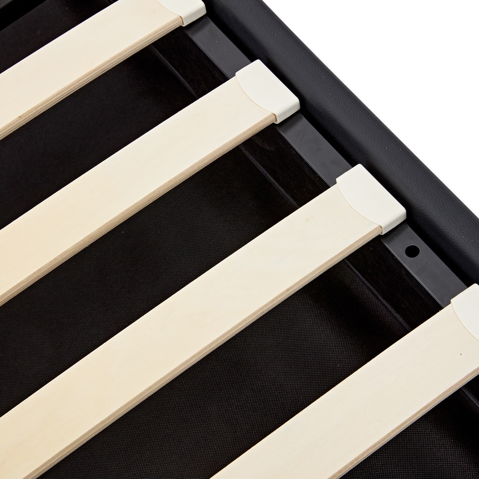 King Size LED Upholstered Bed with USB Charging and Storage - Black