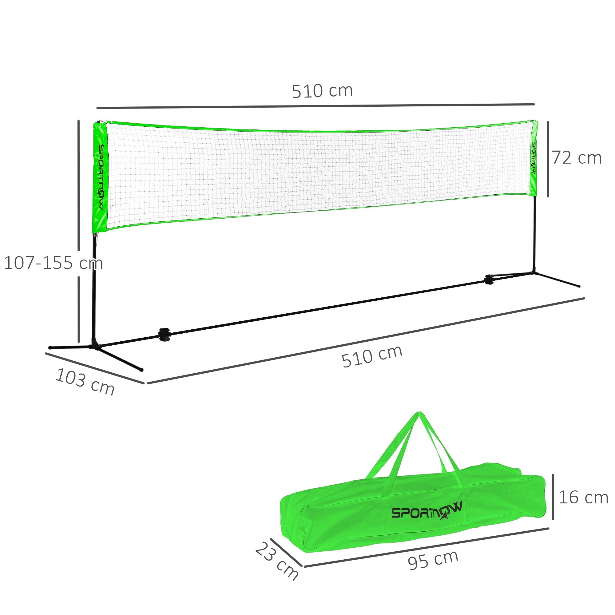 Badminton Net Set, Height Adjustable Net for Pickleball, Volleyball, Badminton, with 3 Shuttlecocks, 4 Rackets