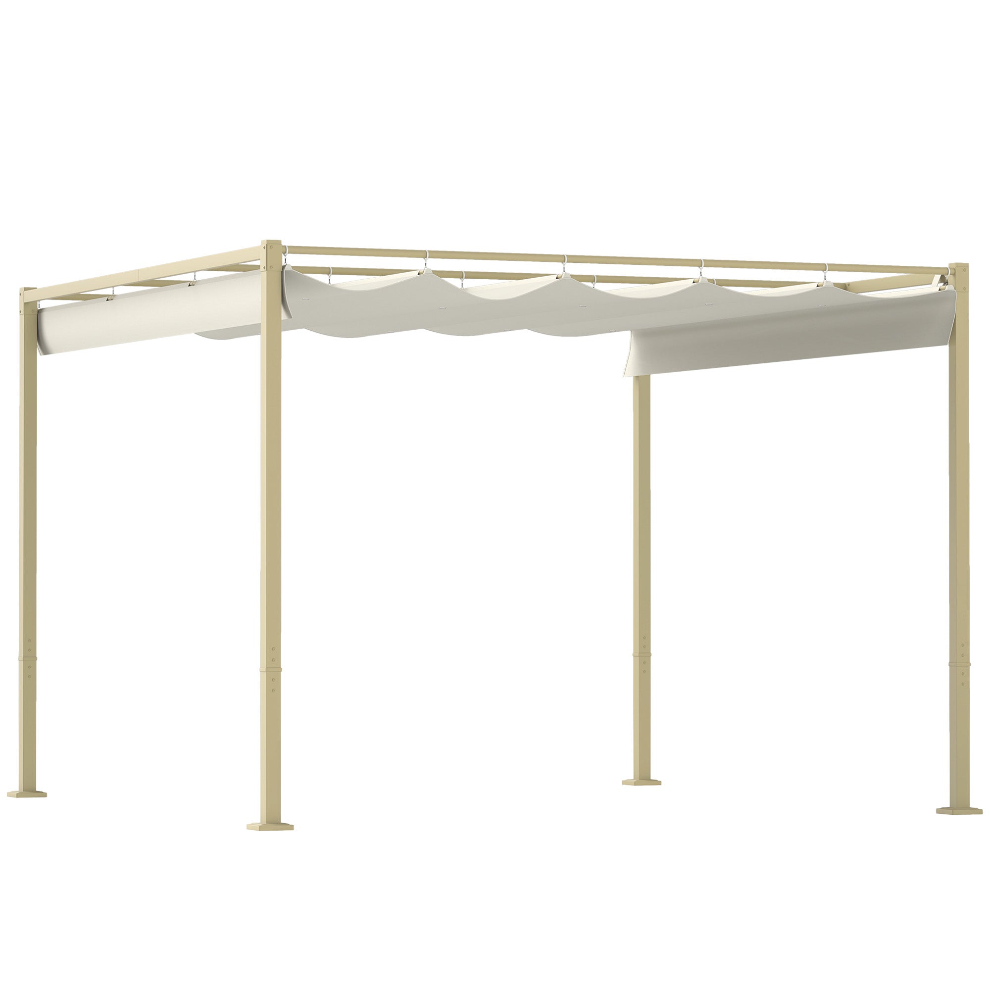 3 x 3 Metre Garden Pergola Kit with Retractable UPF30+ Canopy - Khaki