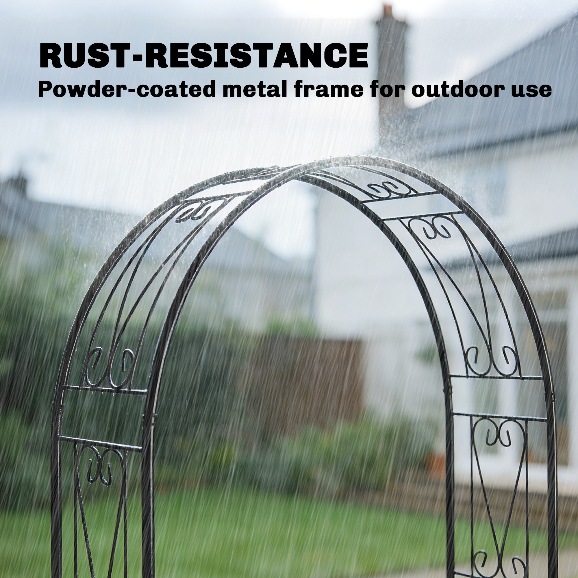 Garden Arch, Arbour Trellis for Climbing Plants, Rose Arch for Wedding Garden Decoration, 155 x 40 x 246 cm, Black