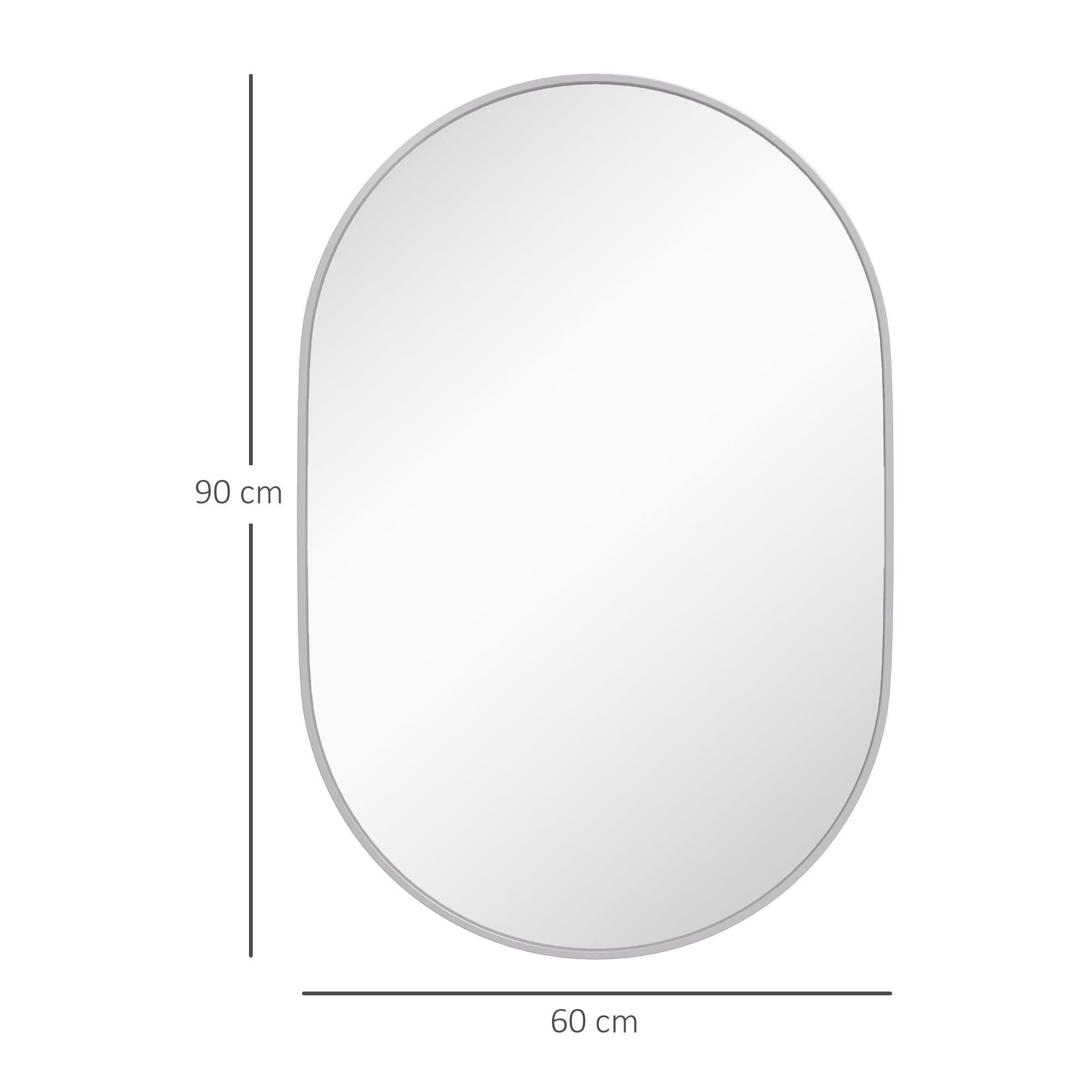 60cm Aluminium Frame Round Bathroom Mirror - Silver Tone