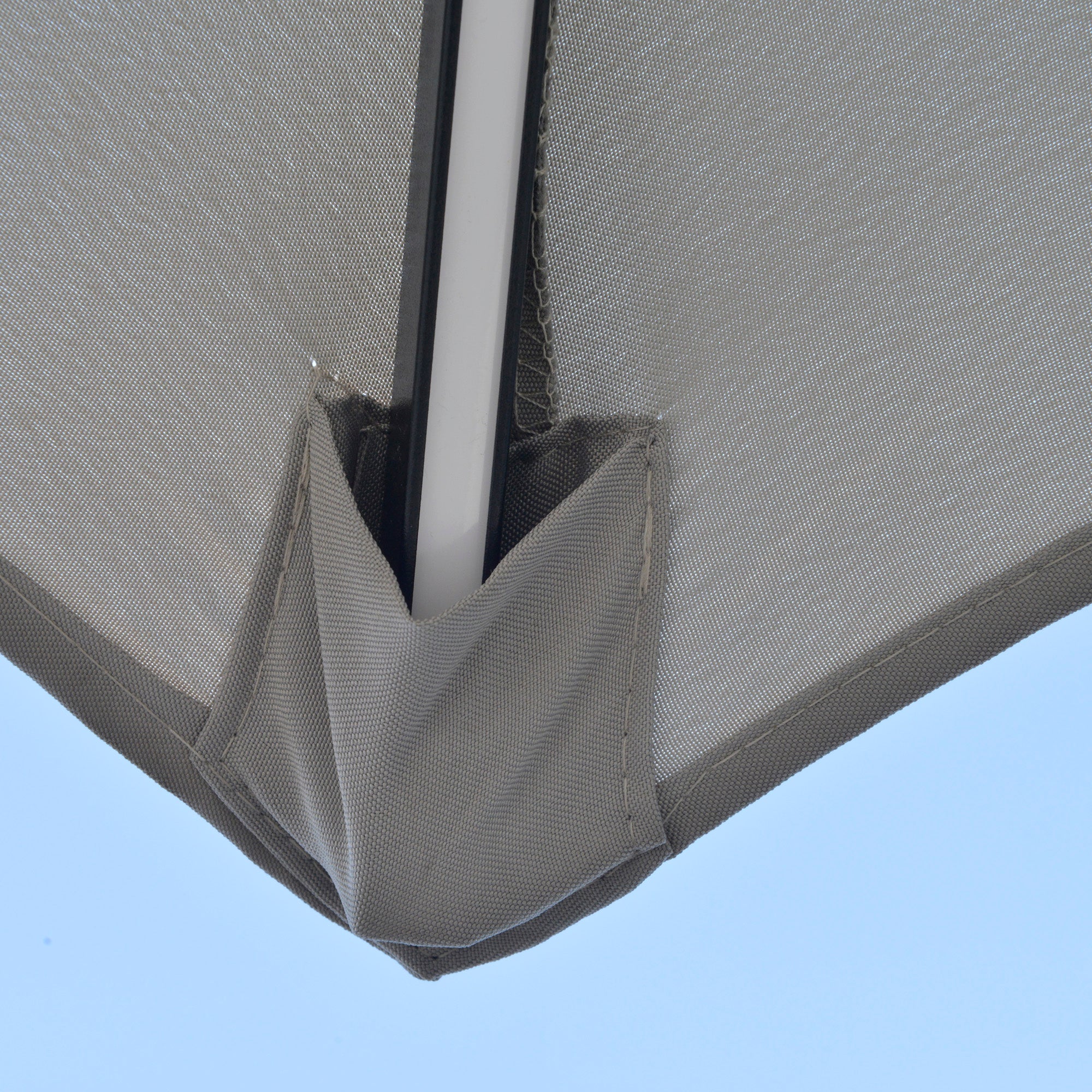 3 Metre Cantilever Banana Parasol with LED Solar Lights and Double Roof - Light Grey