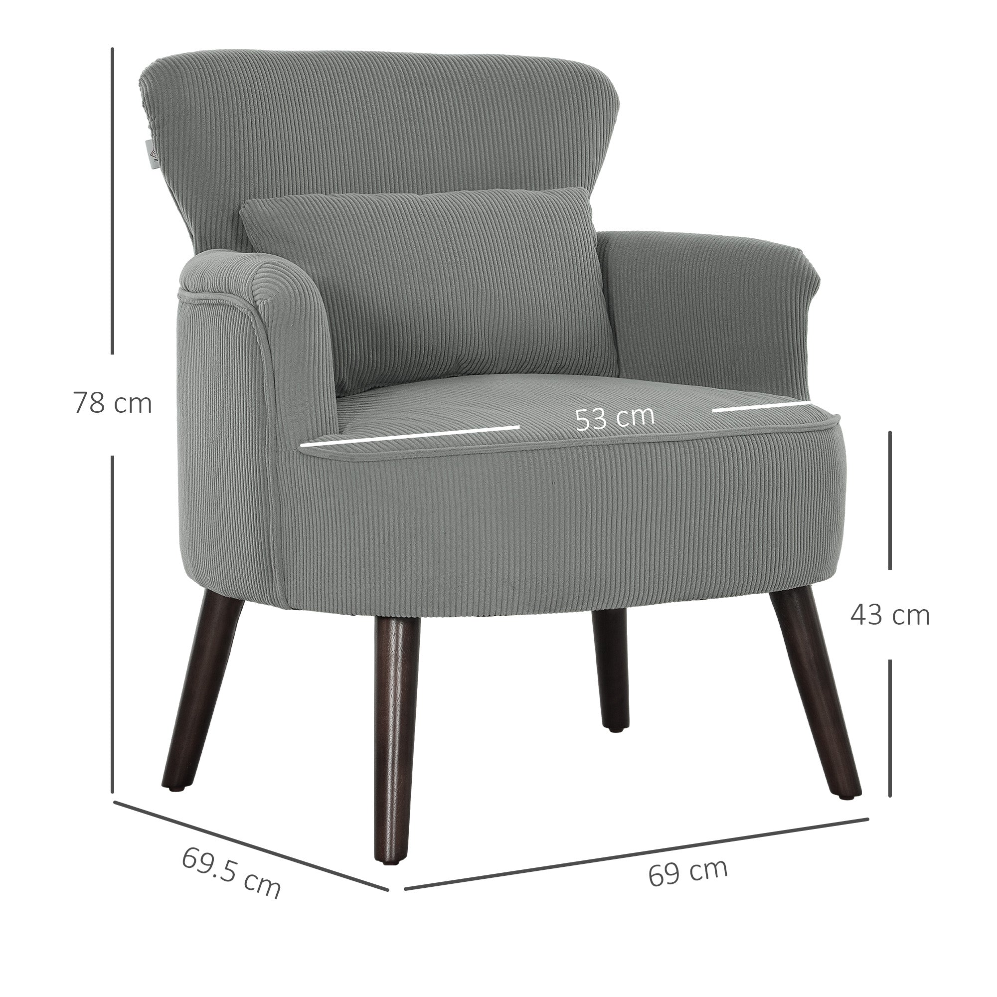 Corduroy Retro Accent Chair - Light Grey