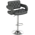 PU Leather Upholstered Swivel Bar Stool, Height Adjustable with Back, Armrest, Footrest, Grey