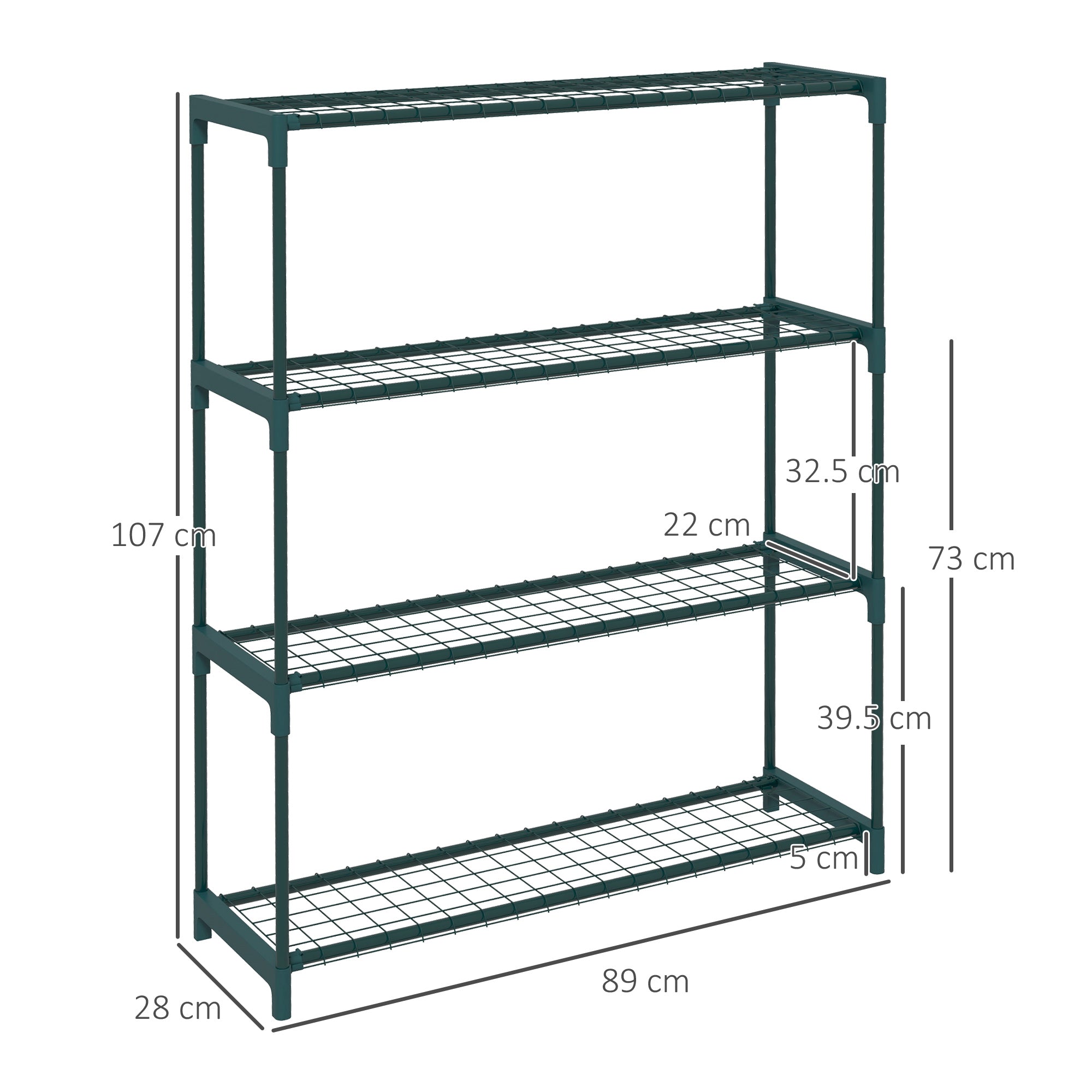 Four-Tier Steel Plant Shelf - Black