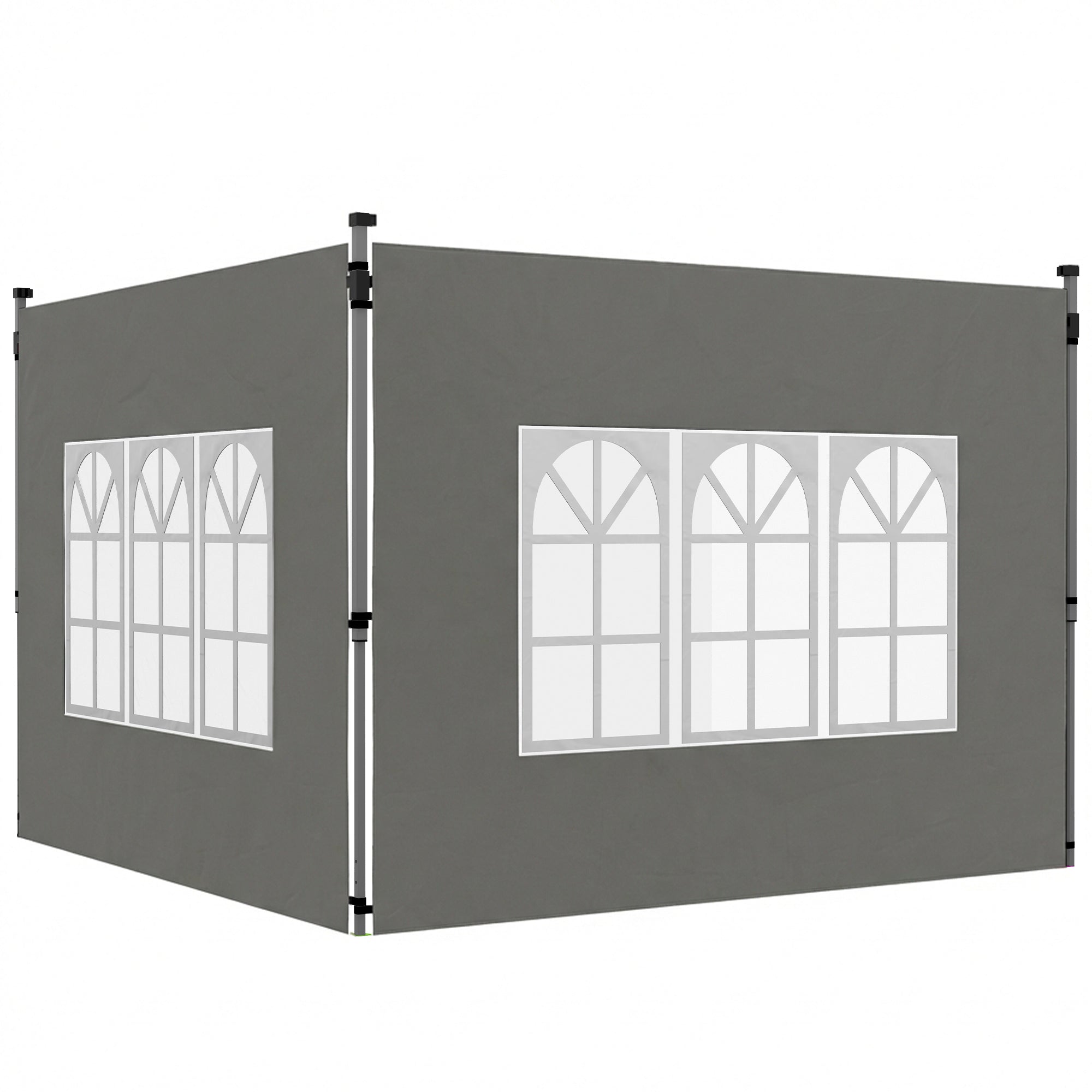 Gazebo Side Panels, Sides Replacement with Window for 3x3(m) or 3x4m Pop Up Gazebo, 2 Pack, Dark Grey