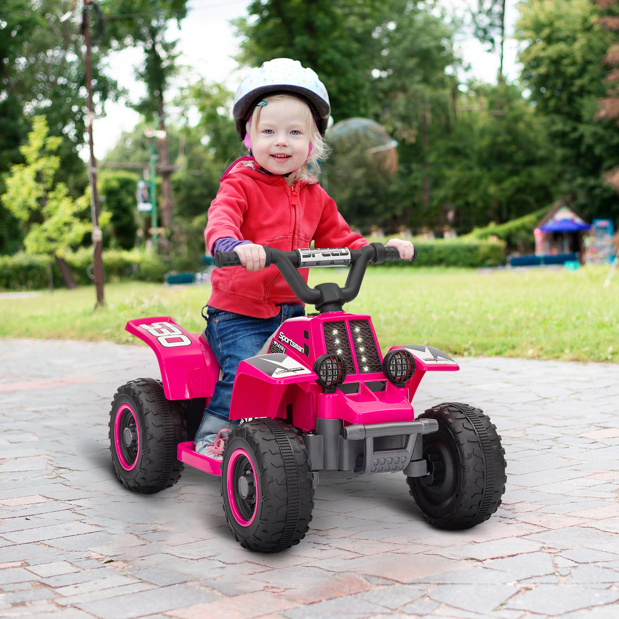 6V Electric Quad Bike for Kids, Ride On ATV w/ Forward Backward, Headlights, for 18-36 Months - Pink