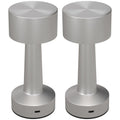 2 Pack Cordless Touch LED Table Lamps with Rechargeable Battery, 3 Colour Modes - Silver