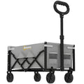 60L Foldable Festival Trolley on Wheels, Collapsible Wagon Cart with Drop-Down Tailgate, Adjustable Handle, Grey