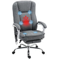 Executive Office Chair with 6-Point Massage, Heat, Reclining Backrest, Footrest & Remote - Grey