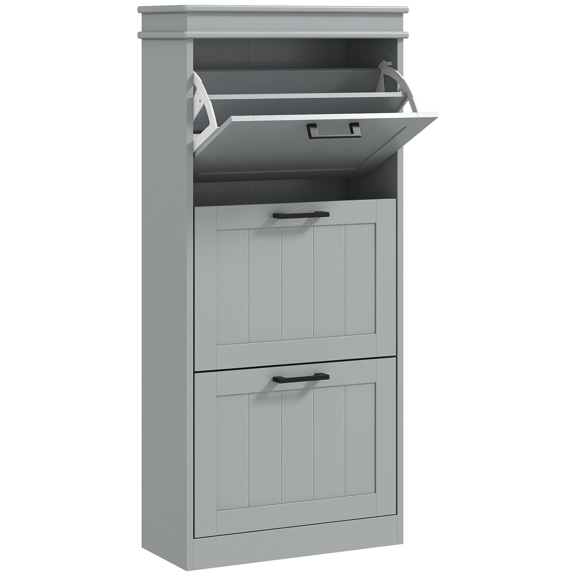Three-Drawer Minimalistic Shoe Cabinet - Grey