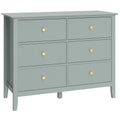 Fluted Dresser, 6 Drawer Chest of Drawers for Bedroom, Living Room, Hallway, Closet, Green