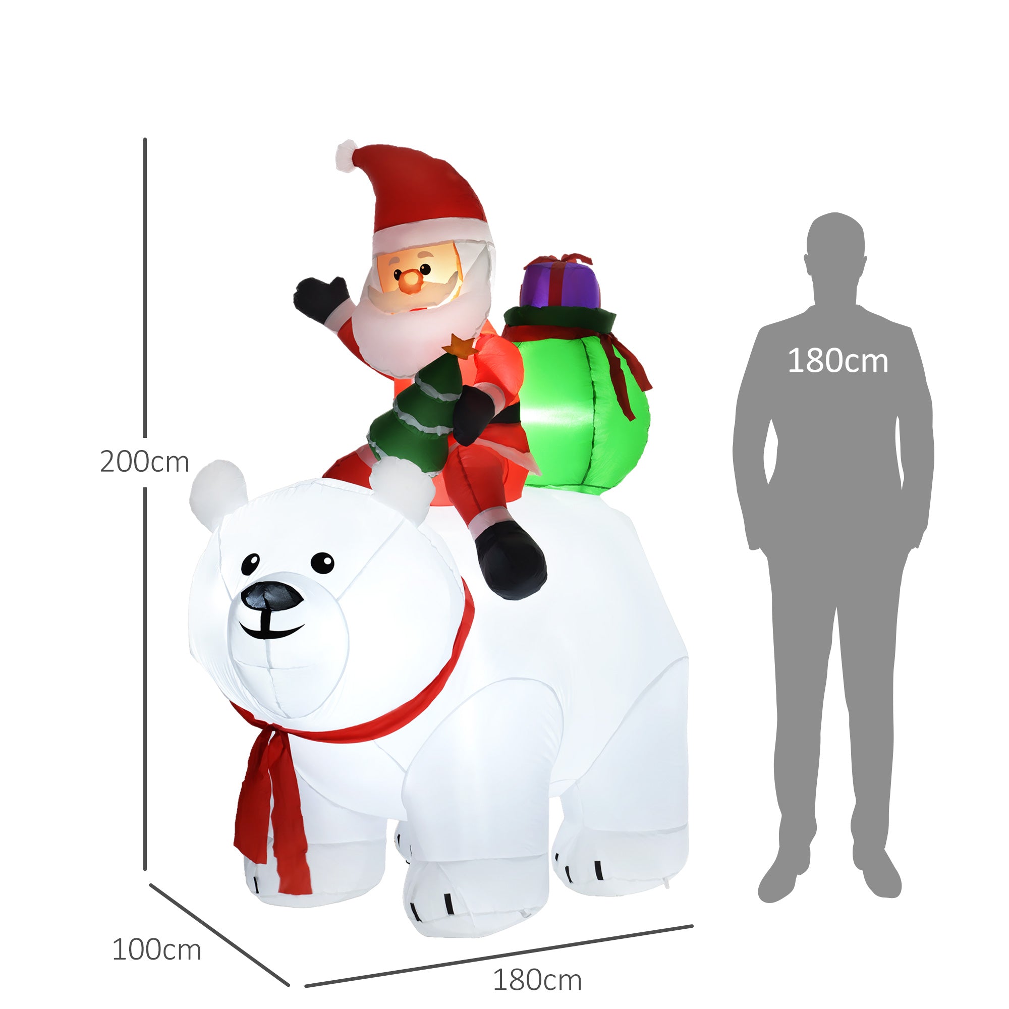 6.6ft Inflatable Santa Riding Polar Bear Decoration