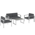 4 Seater Garden Furniture Set, Extra Wide Deep Garden Sofa Set with Olefin Cushions, Brushed Aluminium Frame, Dark Grey