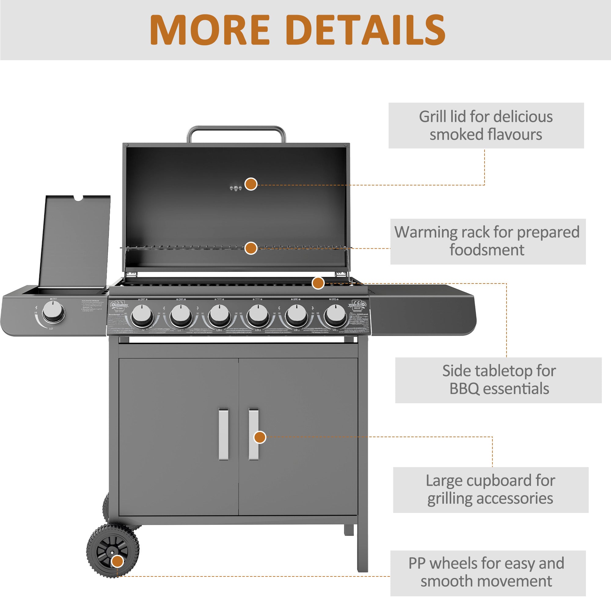 Seven-Burner Gas BBQ Grill - Grey