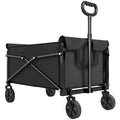 81L Festival Trolley on Wheels, Compact Garden Folding Trolley Cart with Adjustable Handle 80L Black