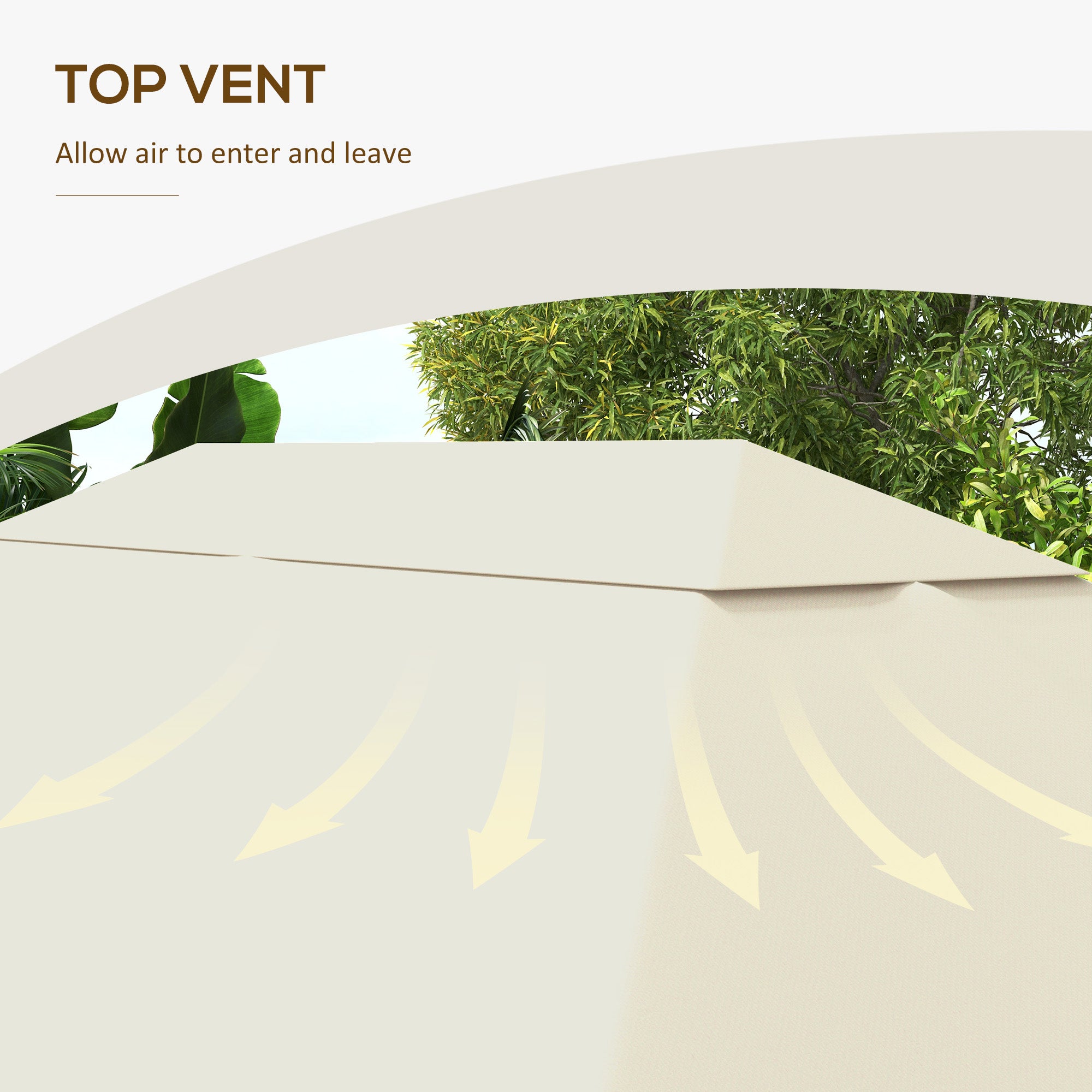 3 x 4m Gazebo Canopy Replacement Cover, Gazebo Roof Replacement (TOP COVER ONLY), Cream White