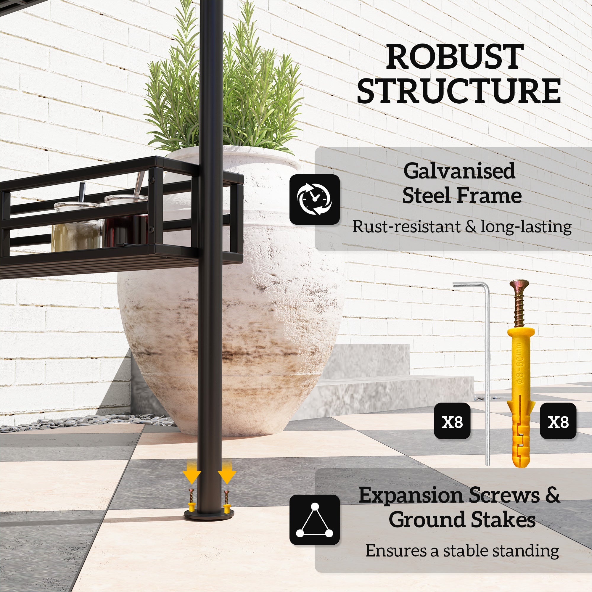8 Foot Double Tiered BBQ Gazebo Canopy with Shelves and Storage - Beige