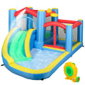 Inflatable Bouncy Castle with 550W Blower, Basketball Hoop, Long Slide, Dart Board, Carrying Bag, 385 x 290 x 180 cm