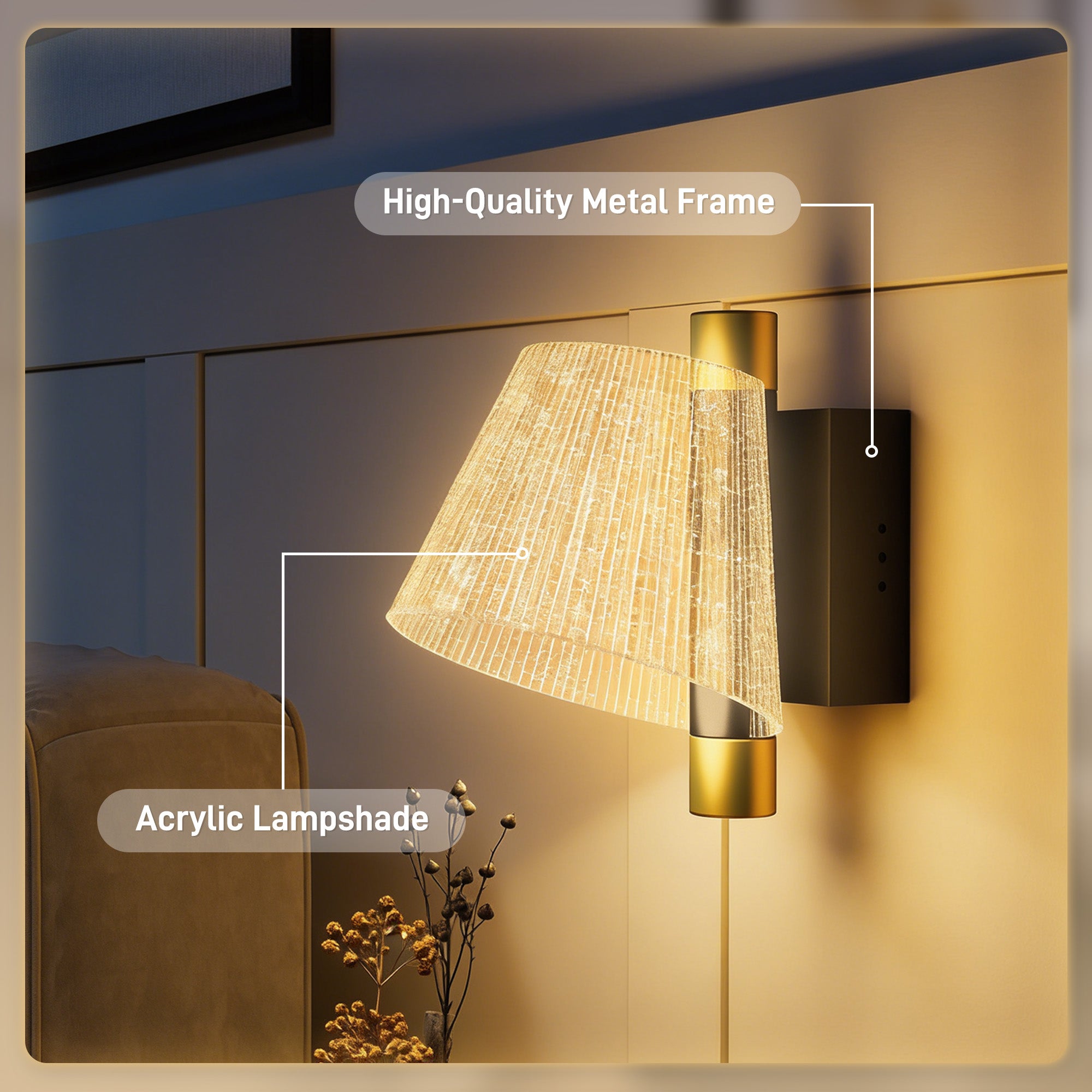 Led Wall Lamp 2 Pack, 5W Modern Indoor Starry Wall Light, Colour Temperature Adjustable 3000K/4000K/6500K, for Bedroom, Living Room, Hallway, Stairs, Black