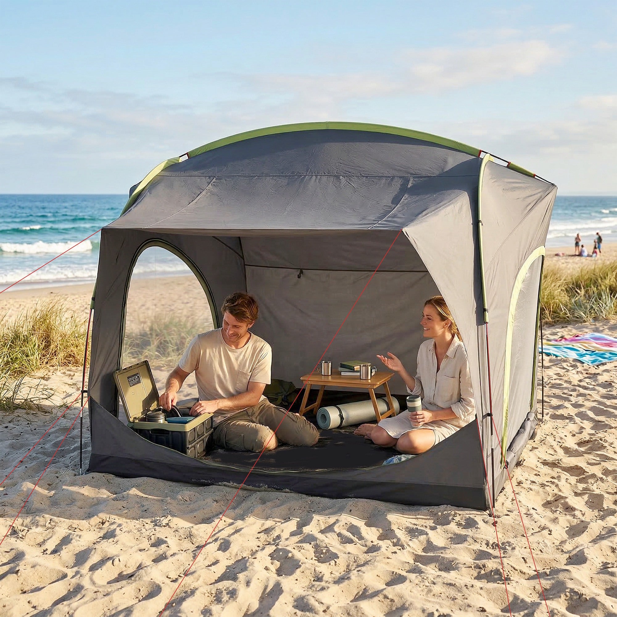 Car Tent with 2.35m Stand-Up Height, 3000mm Waterproof Tailgate Tent with Mesh Windows for Family Camping Travelling