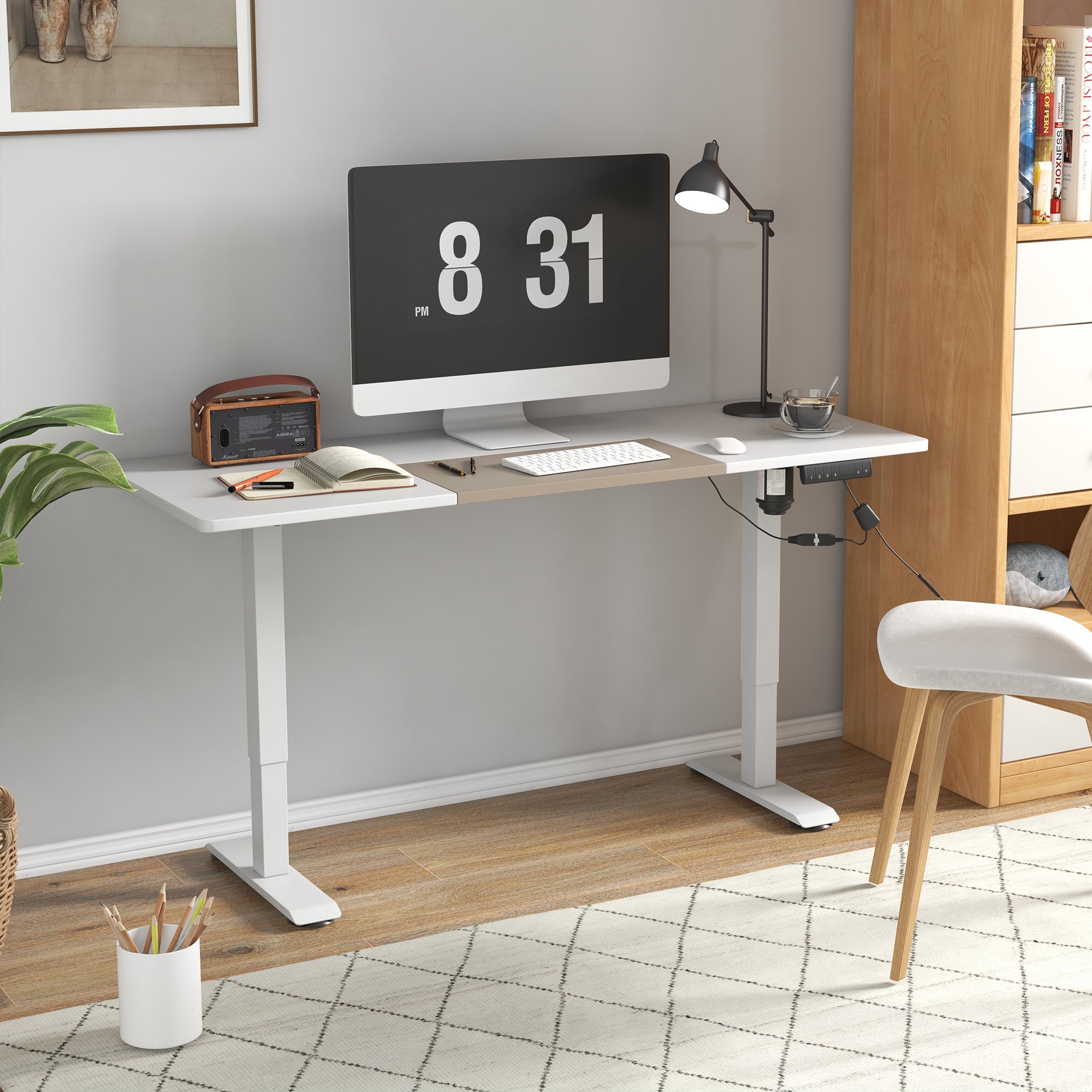 72-116cm Adjustable Electric Standing Desk, with LED Display - White