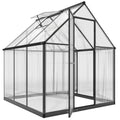 Polycarbonate Greenhouse with Swing Door and Adjustable Window, Walk-in Greenhouse with Rain Gutter, 5.5 x 6ft, Black