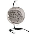 Hanging Egg Swing Chair with Stand and Thick Cushion - Sand Brown
