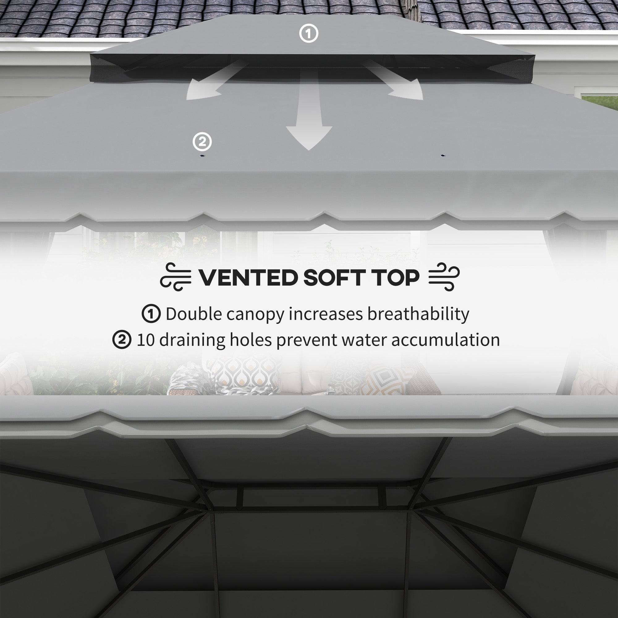 3 x 4m Aluminium Garden Gazebo, Marquee Canopy Shelter Pavilion Party Tent with Nets and Curtains for Garden and Deck, Light Grey