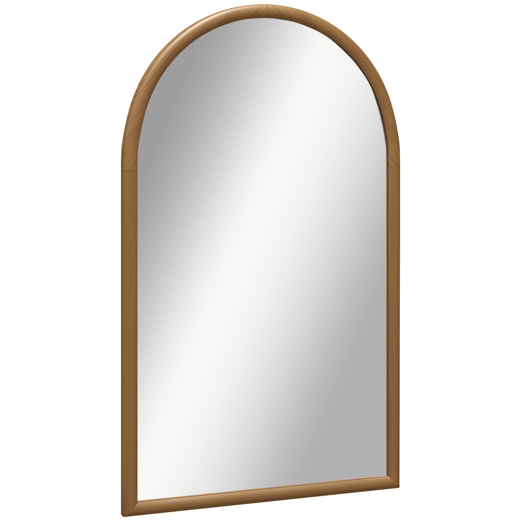 110 x 65cm Wooden Arched Mirror - Natural Finish