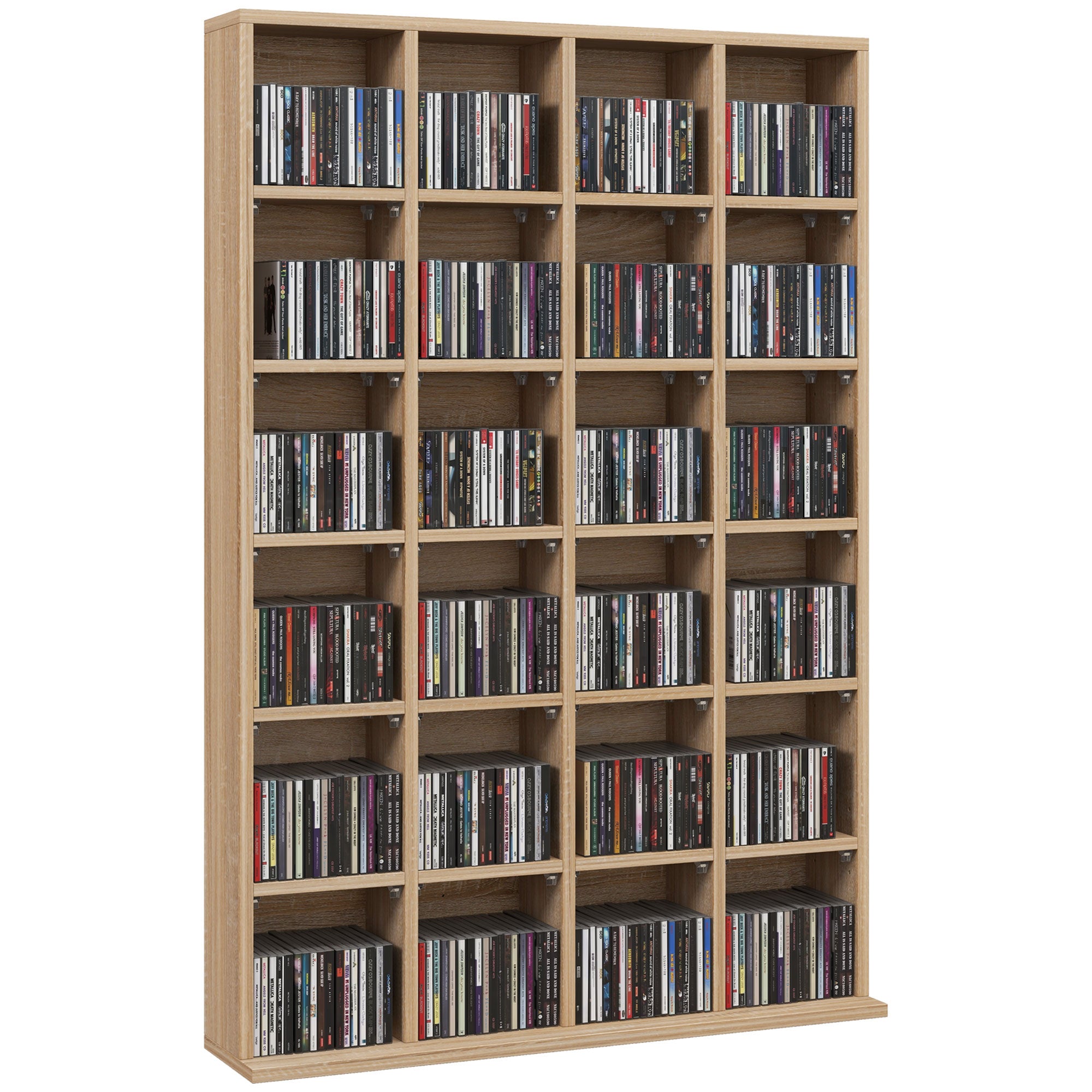 CD Storage Unit with Adjustable Shelves, 89 x 130.5 cm, Natural Wood Finish