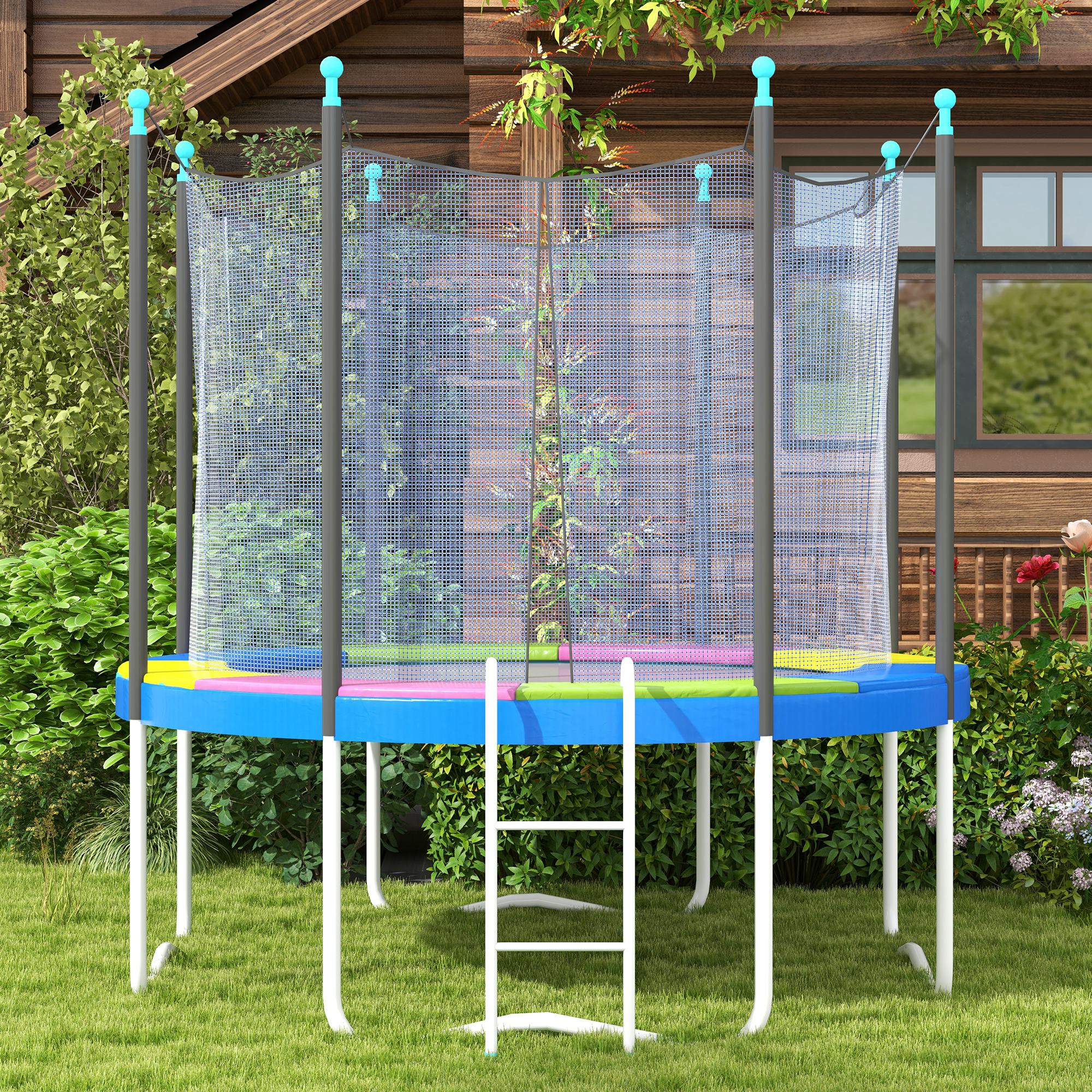 8FT Trampoline Spring Cover Replacement Pad with Elastic Cord - Multi-Coloured