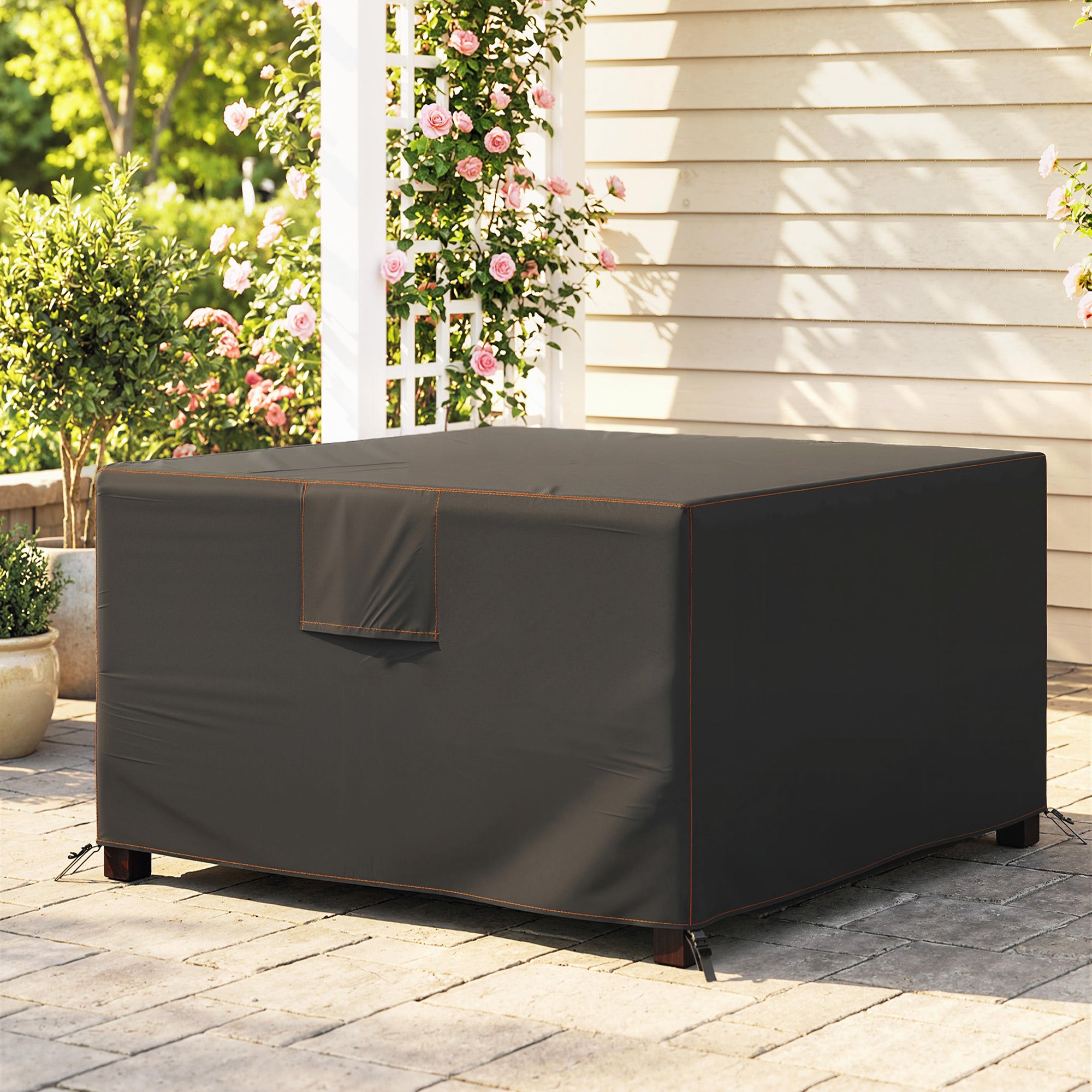 Garden Furniture Cover, Waterproof Patio Furniture Cover with Air Vent, 420D Oxford Fabric, 125 x 125 x 74 cm, Black