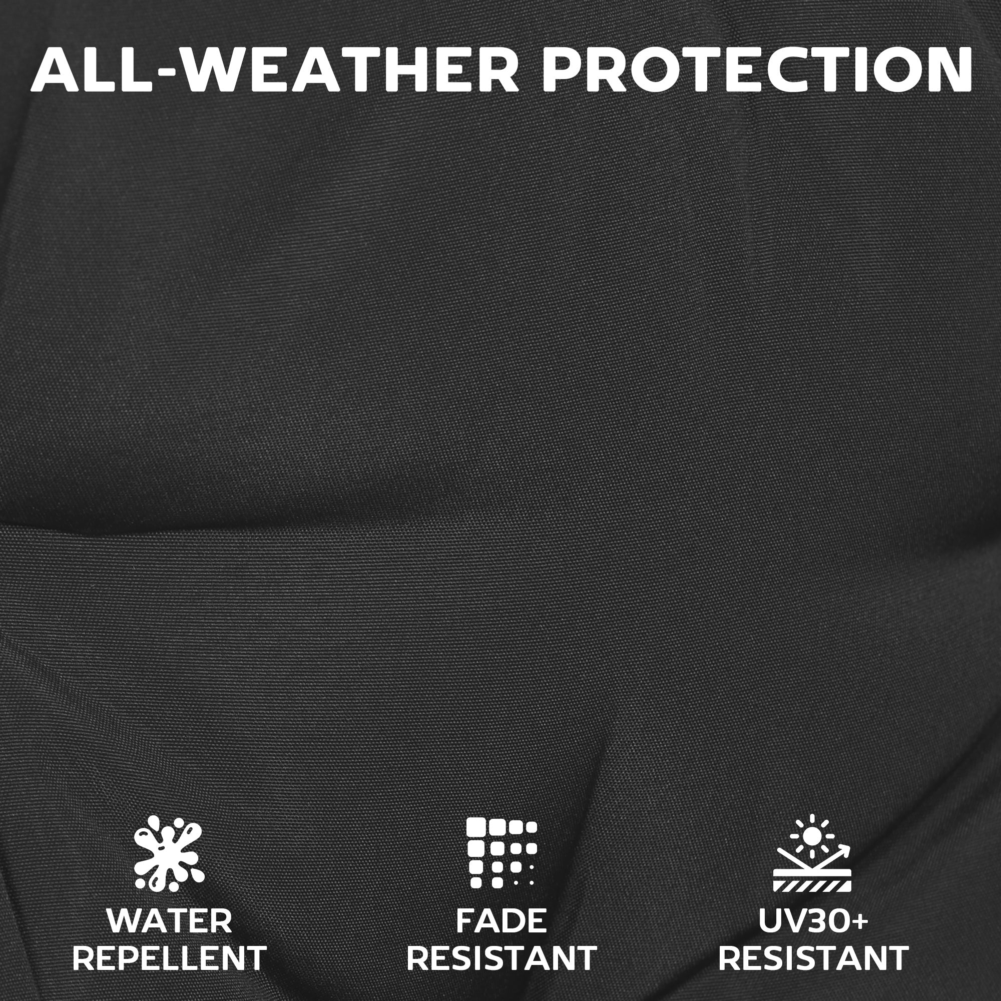 Outdoor Seat Cushions Set of 2 with Ties, Waterproof Garden Seat Pads, Black