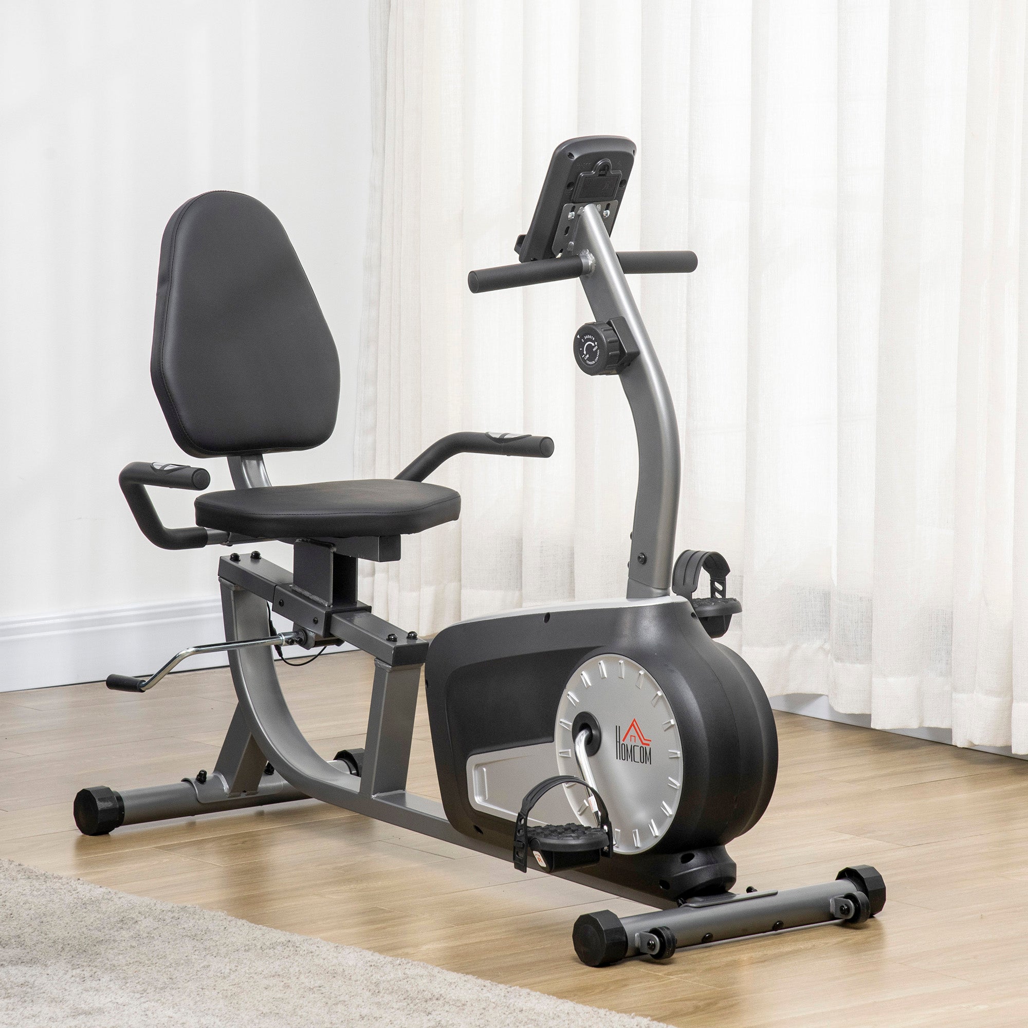 Exercise Bike with LCD Display, Stationary Bike with Quiet 8-Level Magnetic Resistance, Adjustable Seat and Backrest, Indoor Cycling Exercise Equipment for Home Gym Fitness Workout Training