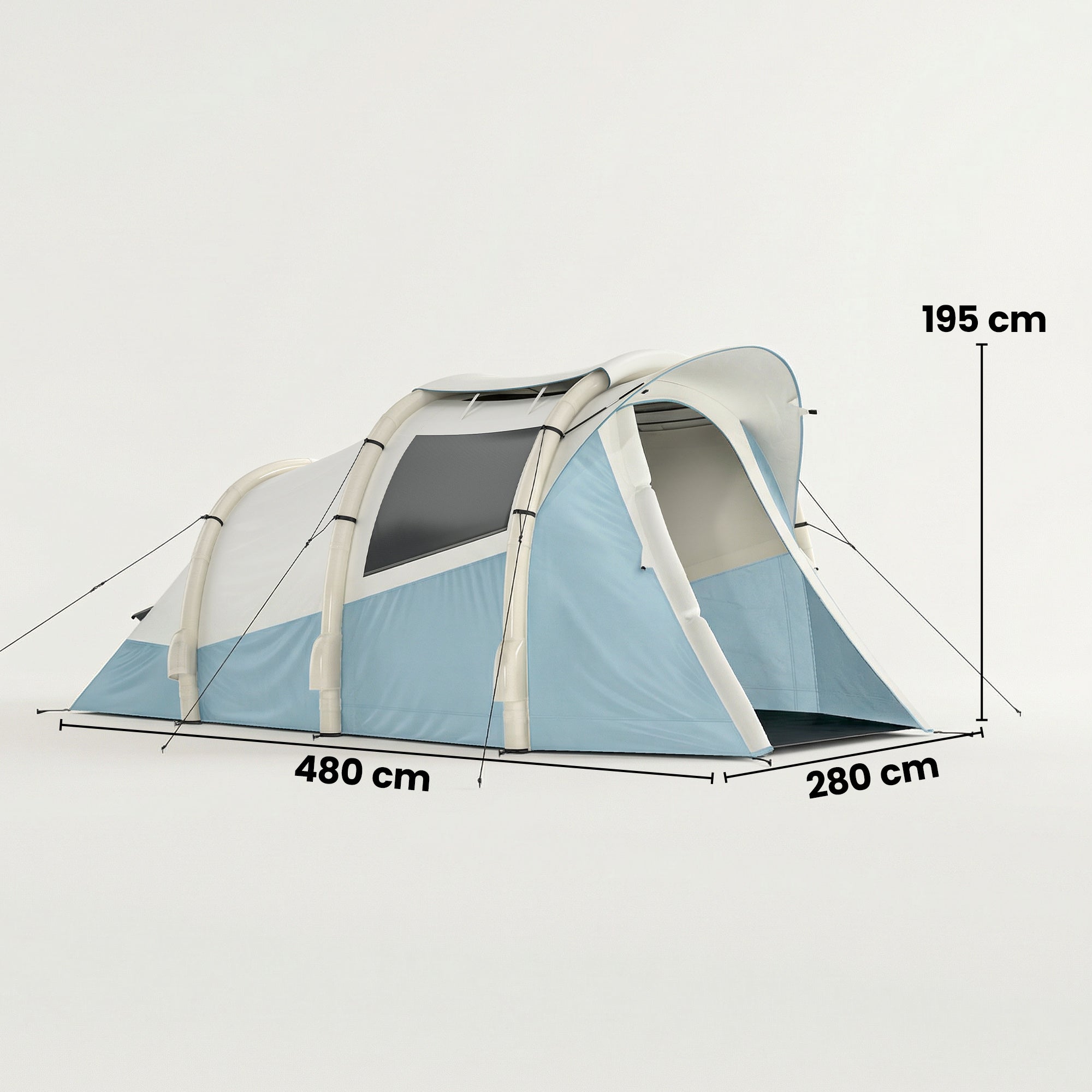 Inflatable Camping Tent w/ Air Pump, Easy Setup 2-3 Person Blow Up Tent, Light Blue