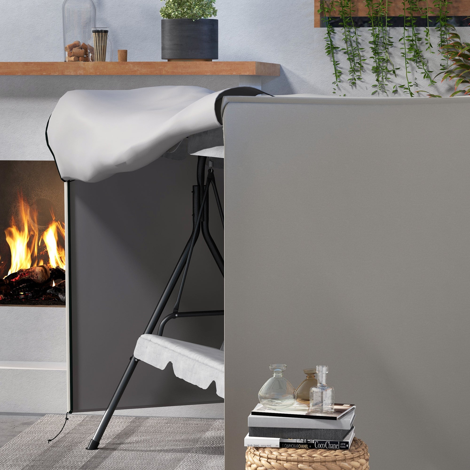 Three-Seater Swing Chair Protective Cover Oxford Cloth Grey