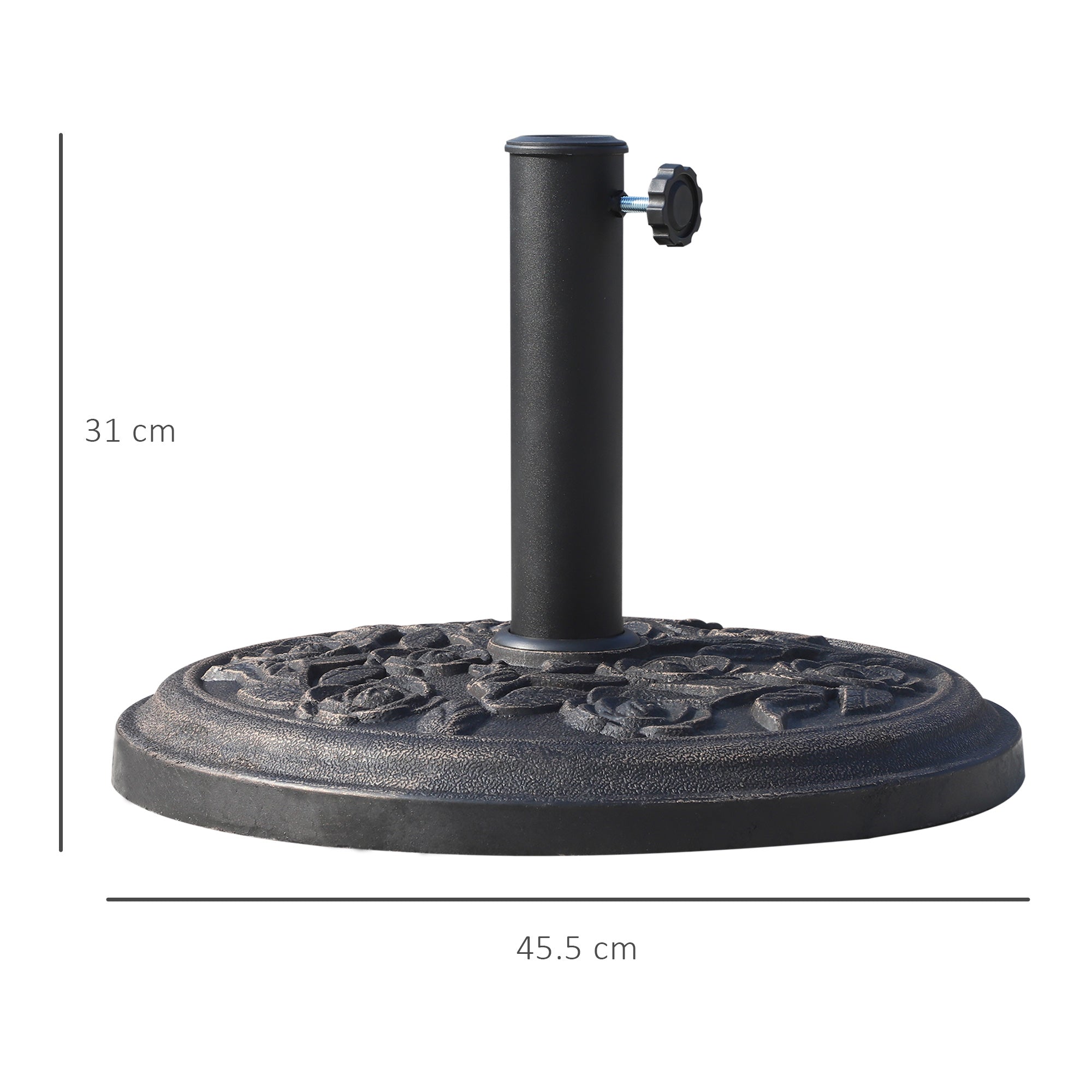 9kg Garden Parasol Base, Round Resin Sun Umbrella Base, Outdoor Umbrella Stand for 38mm or 48mm Outdoor Umbrella Poles, Bronze Tone